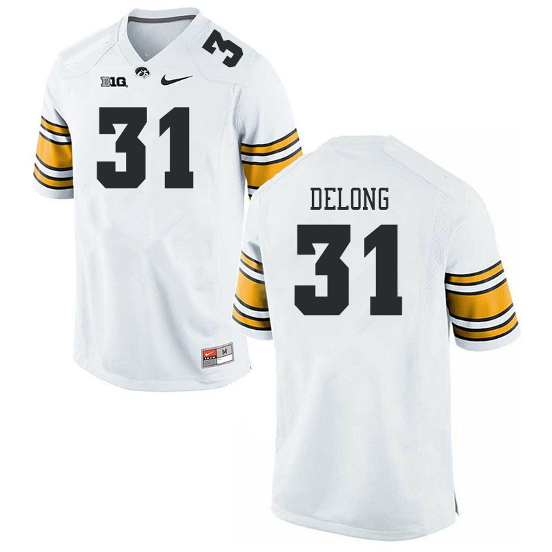 Men #31 Nolan DeLong Iowa Hawkeyes College Football Jerseys Stitched Sale-White - Click Image to Close